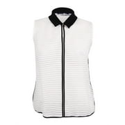 Tommy Hilfiger Women's Contrast-Trim Illusion Top (M, Ivory/Black)